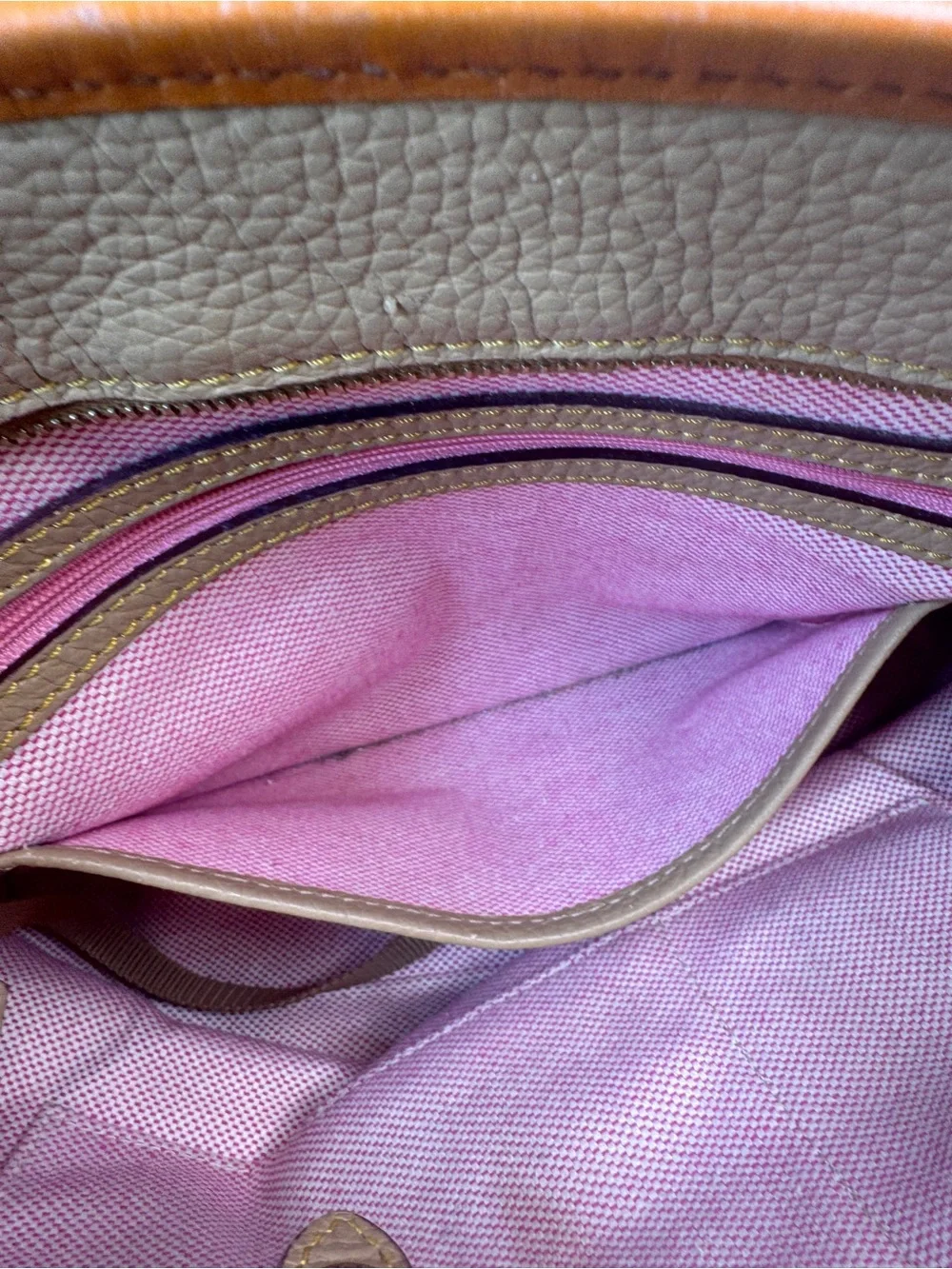 Dooney & Bourke Leather Pebble Tote Pink Lining Extended Shoulder Strap